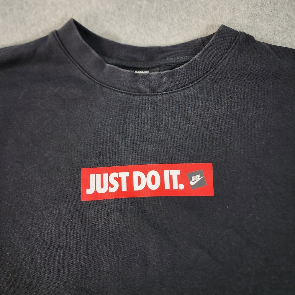 Nike Sportswear Fleece Crew "Just Do It" Sweatshirt Mens XL Black‎ BV5089-010